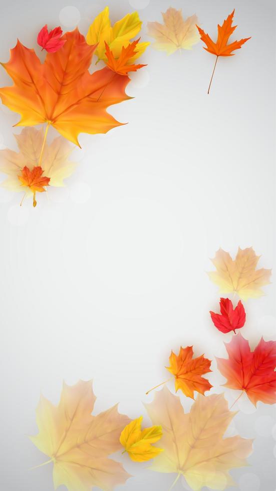 Banner de venta de hojas de otoño brillante. tarjeta de descuento comercial. ilustración vectorial vector
