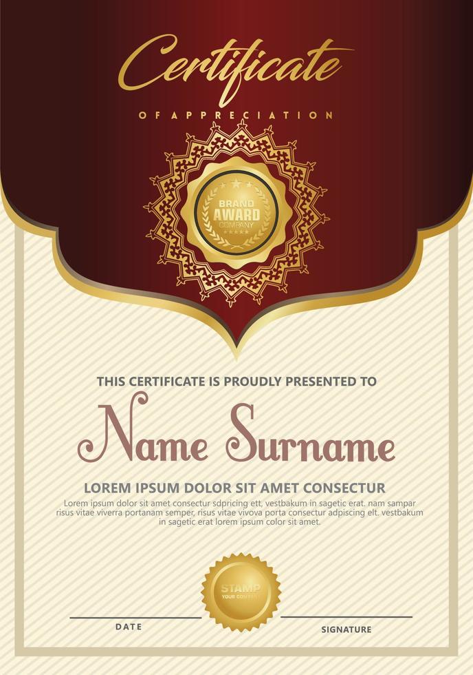 Luxury and elegant certificate template. Vector illustration