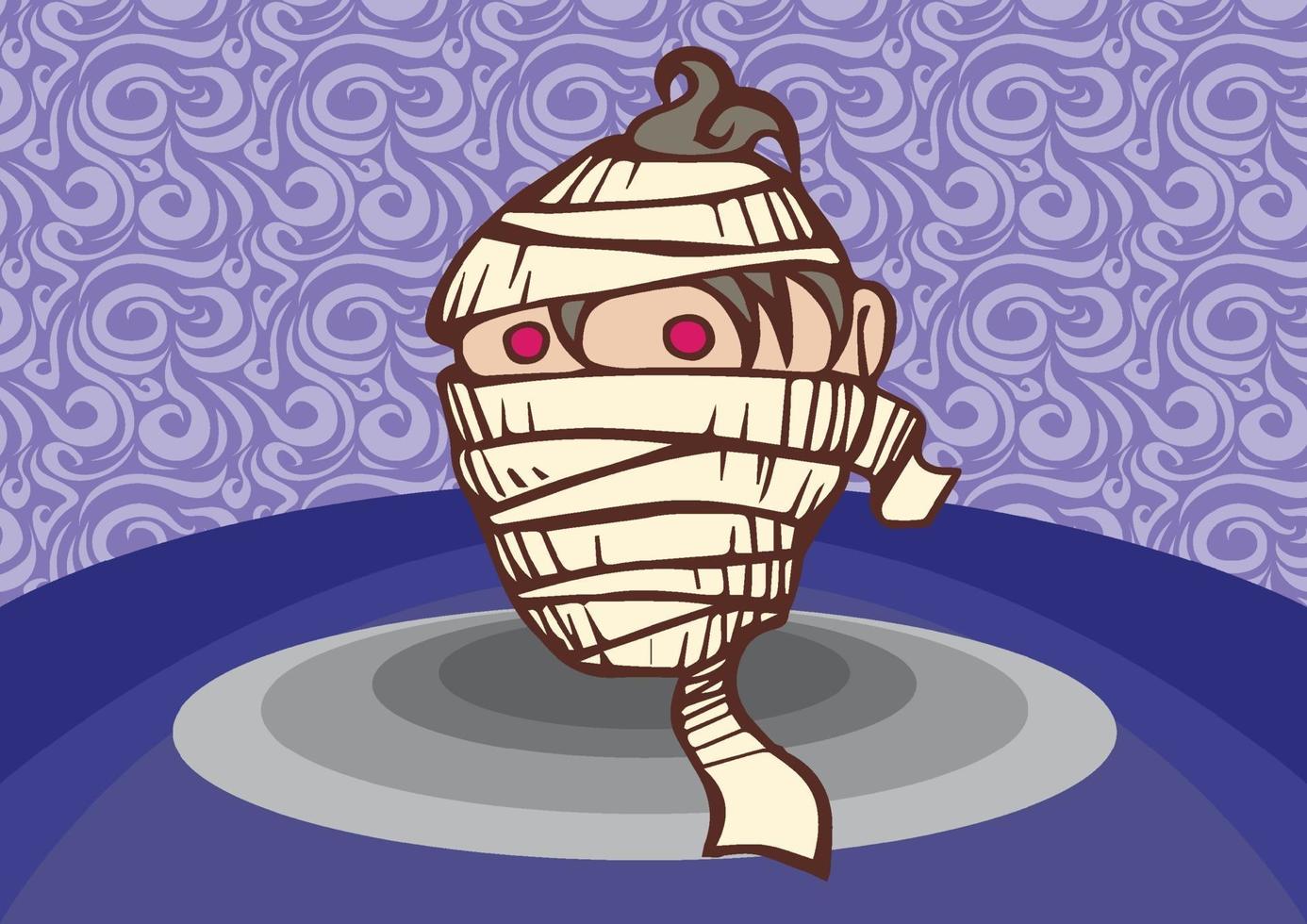 Mummy Halloween vector illustration, blue background
