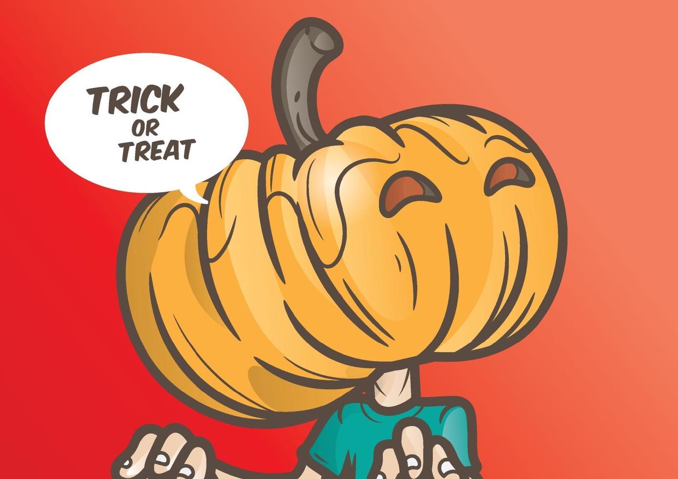 The zombie pumpkin head with Trick or Treat design of illustration vector