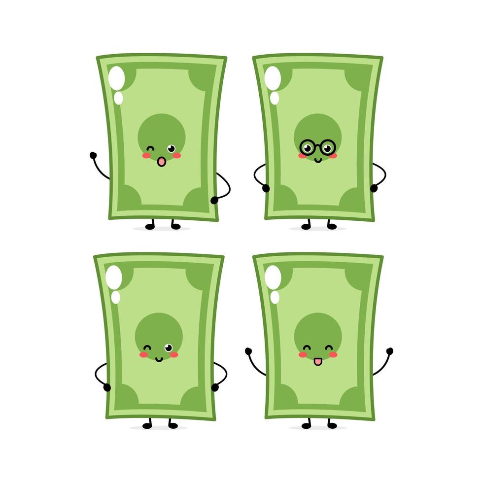 Cute funny money expression character. Vector hand drawn cartoon mascot character illustration icon. Isolated on white background. business character concept