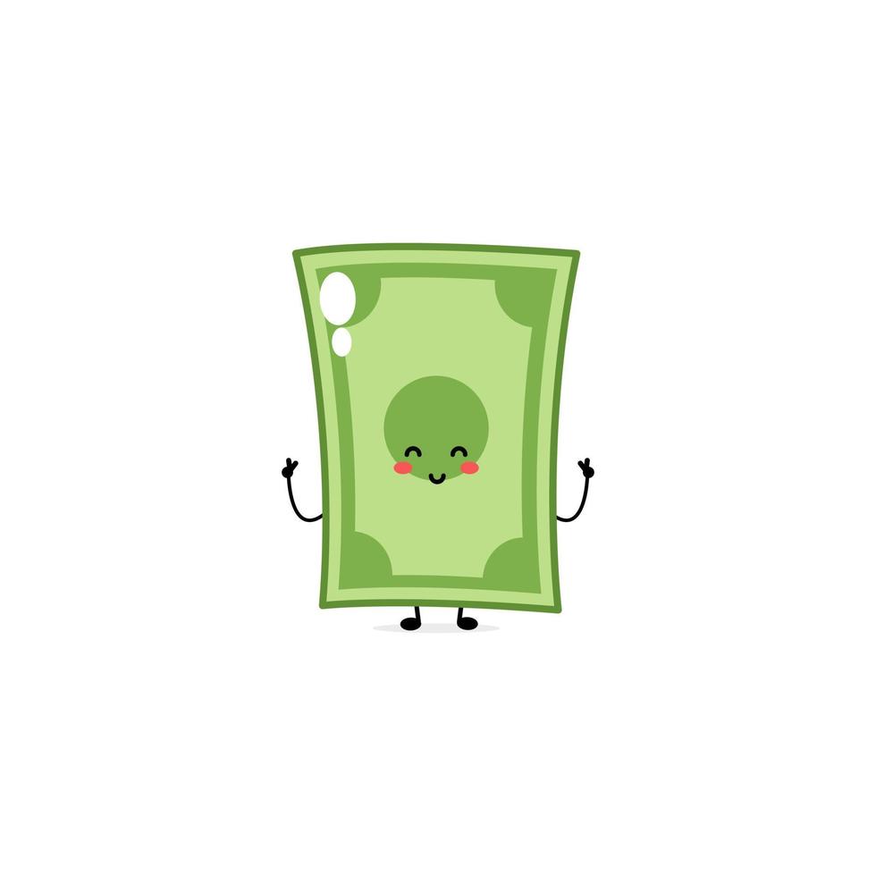 lindo personaje de expresión de dinero divertido. vector dibujado a mano icono de ilustración de personaje de mascota de dibujos animados. aislado sobre fondo blanco. concepto de carácter empresarial