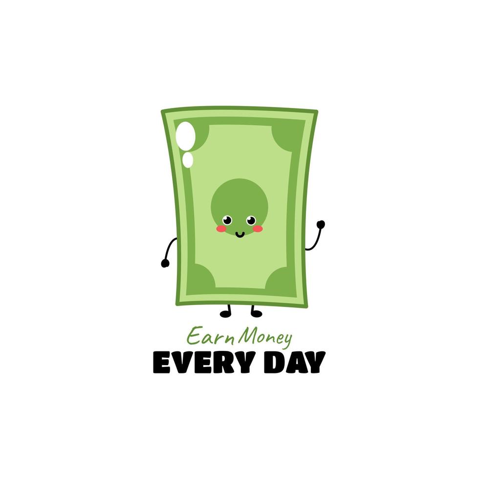 Cute funny money expression character. Vector hand drawn cartoon mascot character illustration icon. Isolated on white background. business character concept