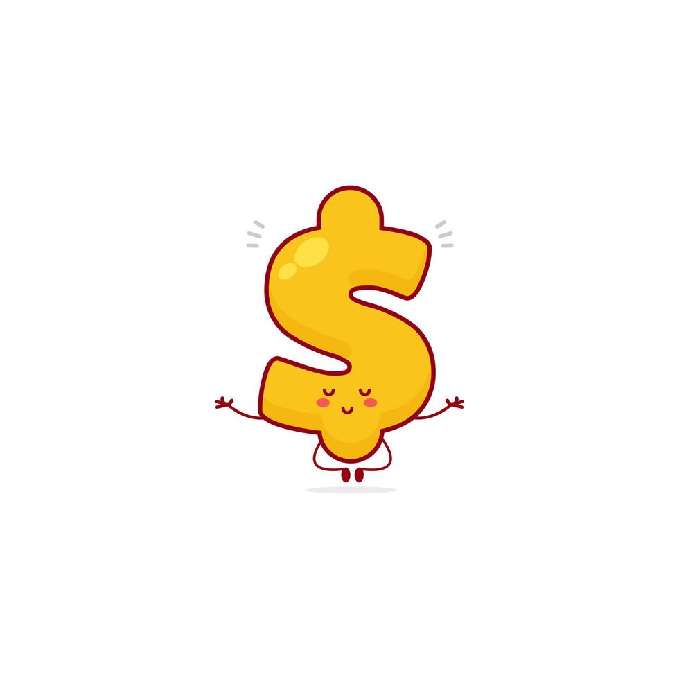 Set of cute dollar character collection with various fun poses using white background vector