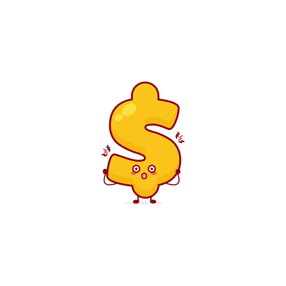 Set of cute dollar character collection with various fun poses using white background vector