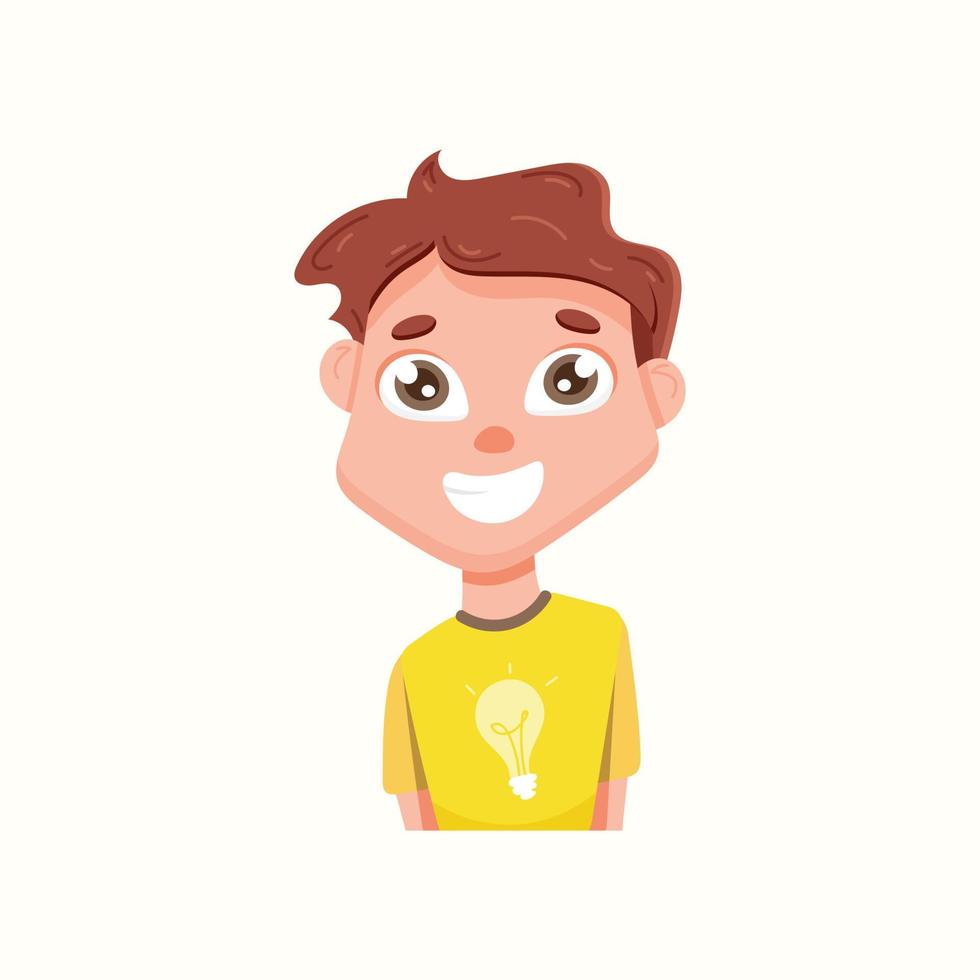 lindo chico sonriente en una camiseta. ilustración vectorial en estilo plano vector