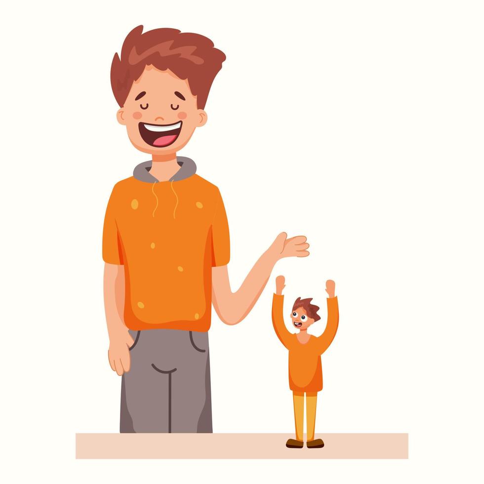 Tall and short man. Vector illustration in flat style