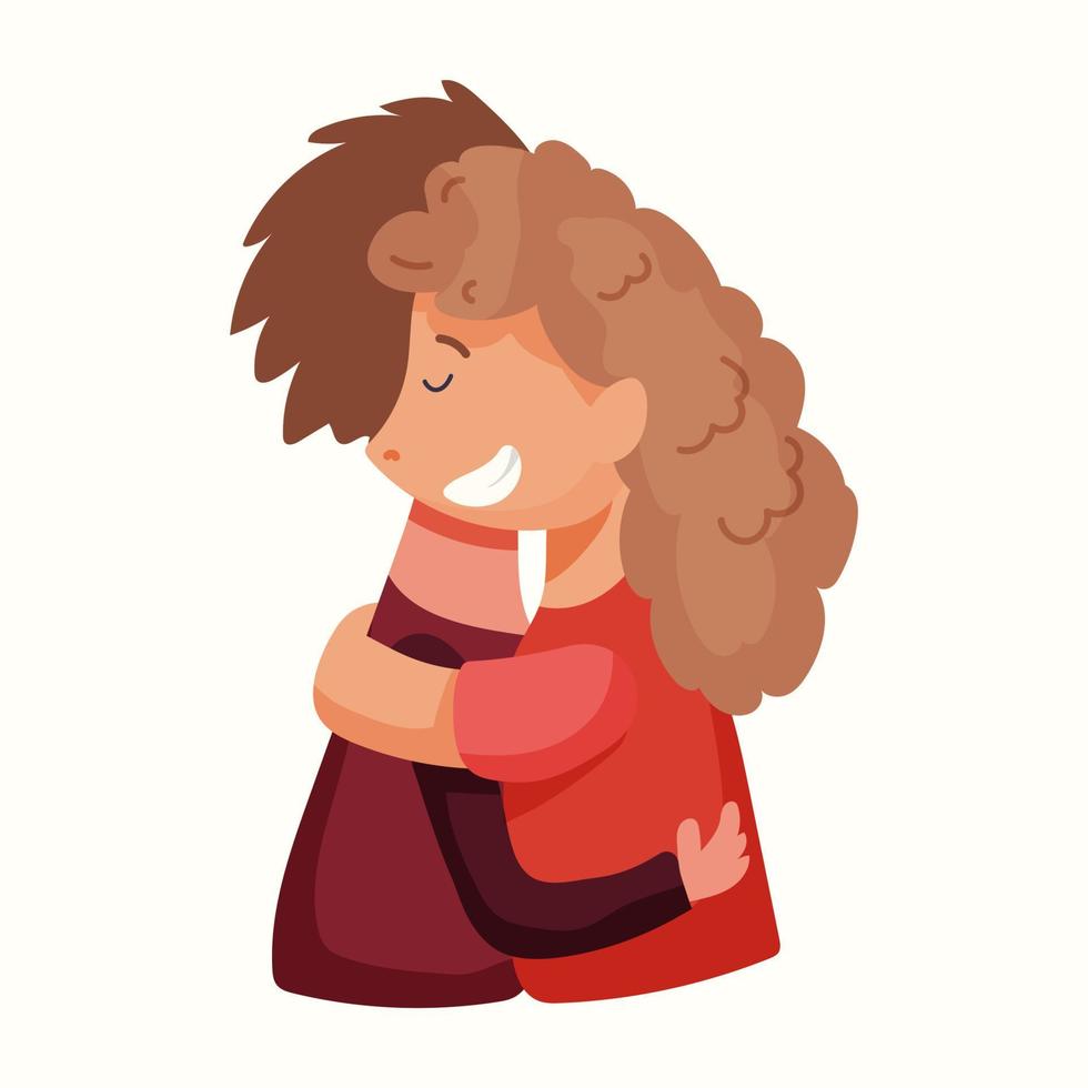 People hug. Vector illustration in flat style