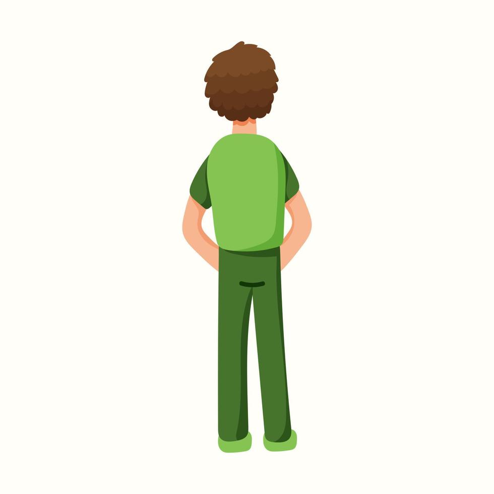 The man stands with his back. Vector illustration in flat style