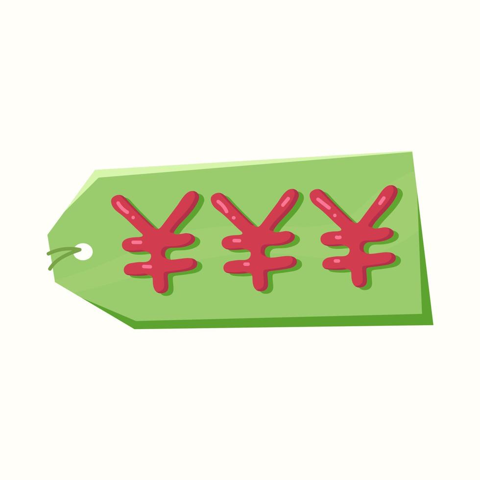 The price tag is in yuan currency. Vector illustration in flat style