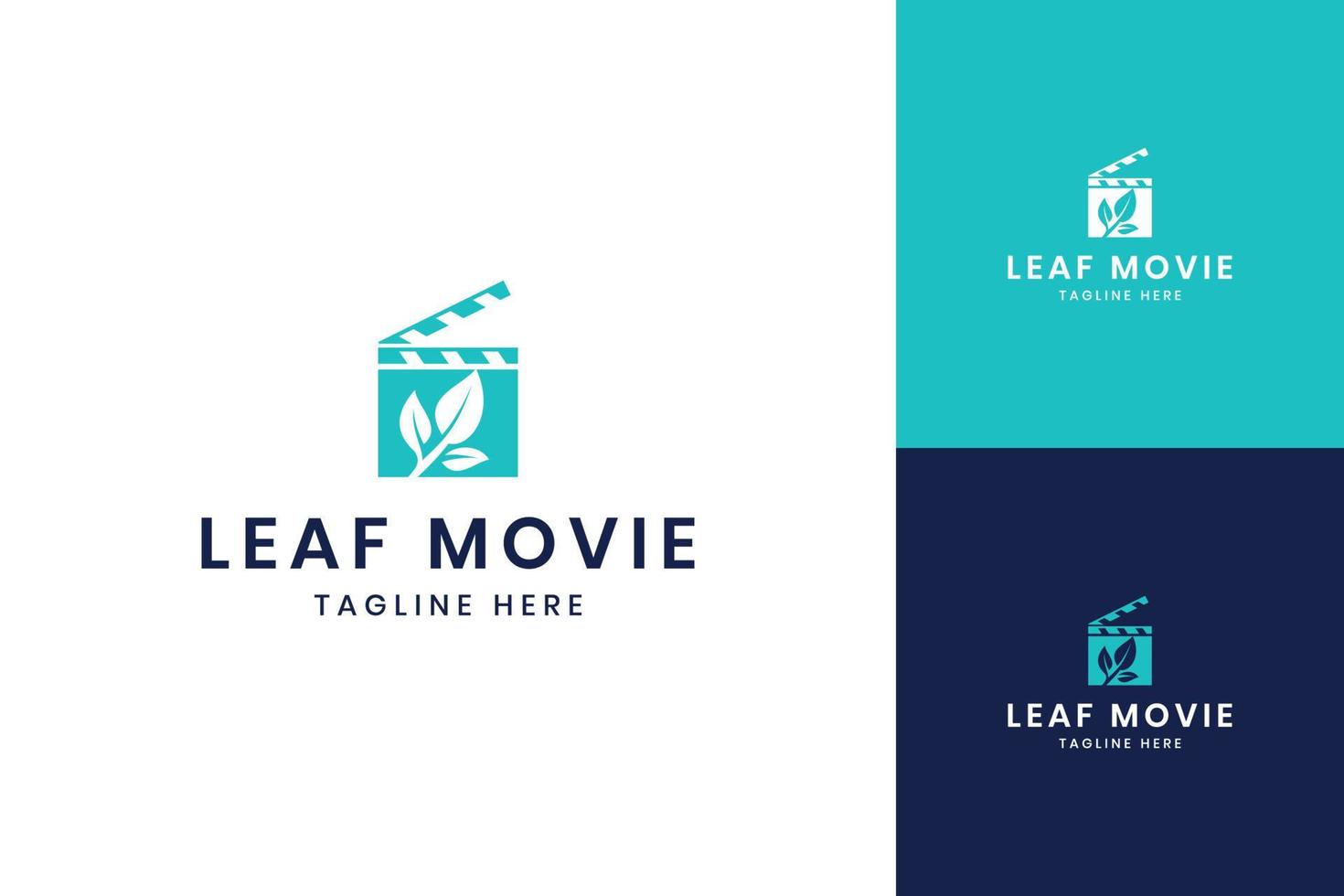 leaf movie negative space logo design vector