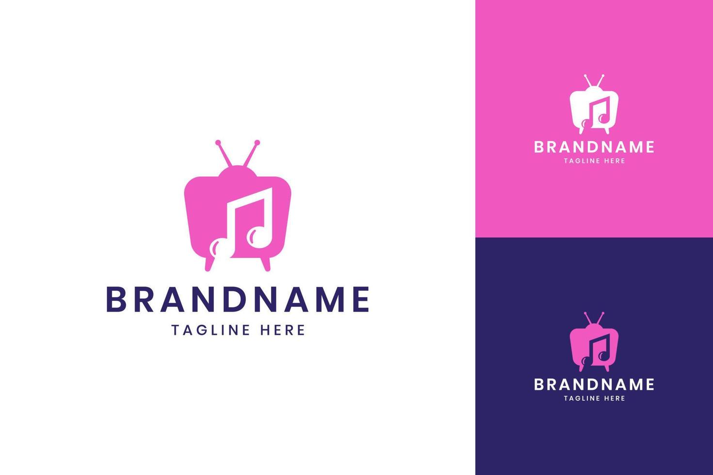 music television negative space logo design vector