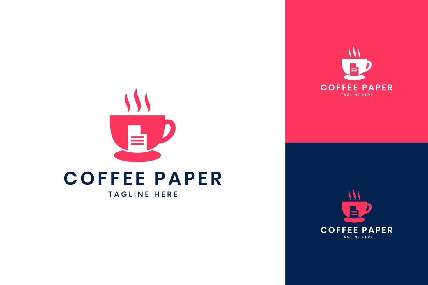 coffee paper negative space logo design vector