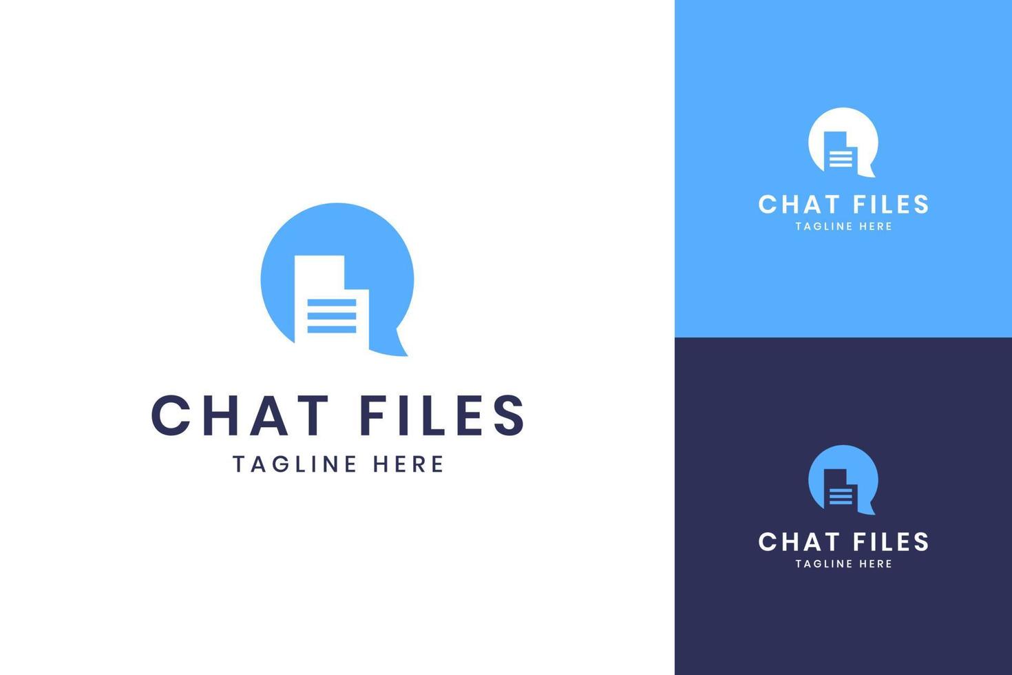 chat files negative space logo design vector