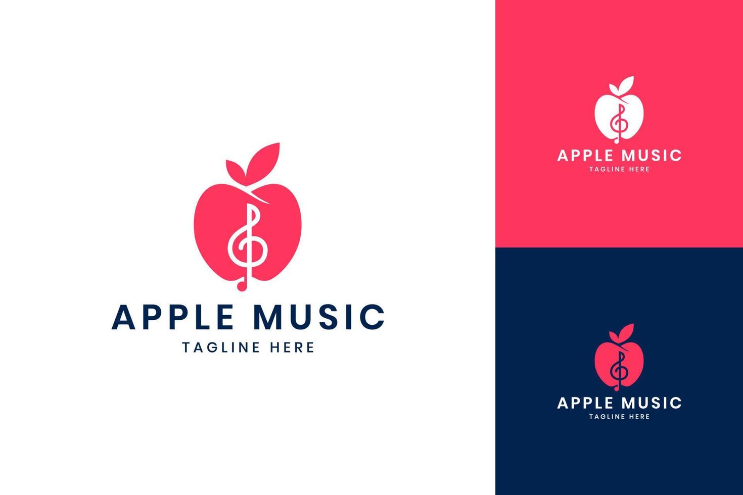 apple music negative space logo design vector