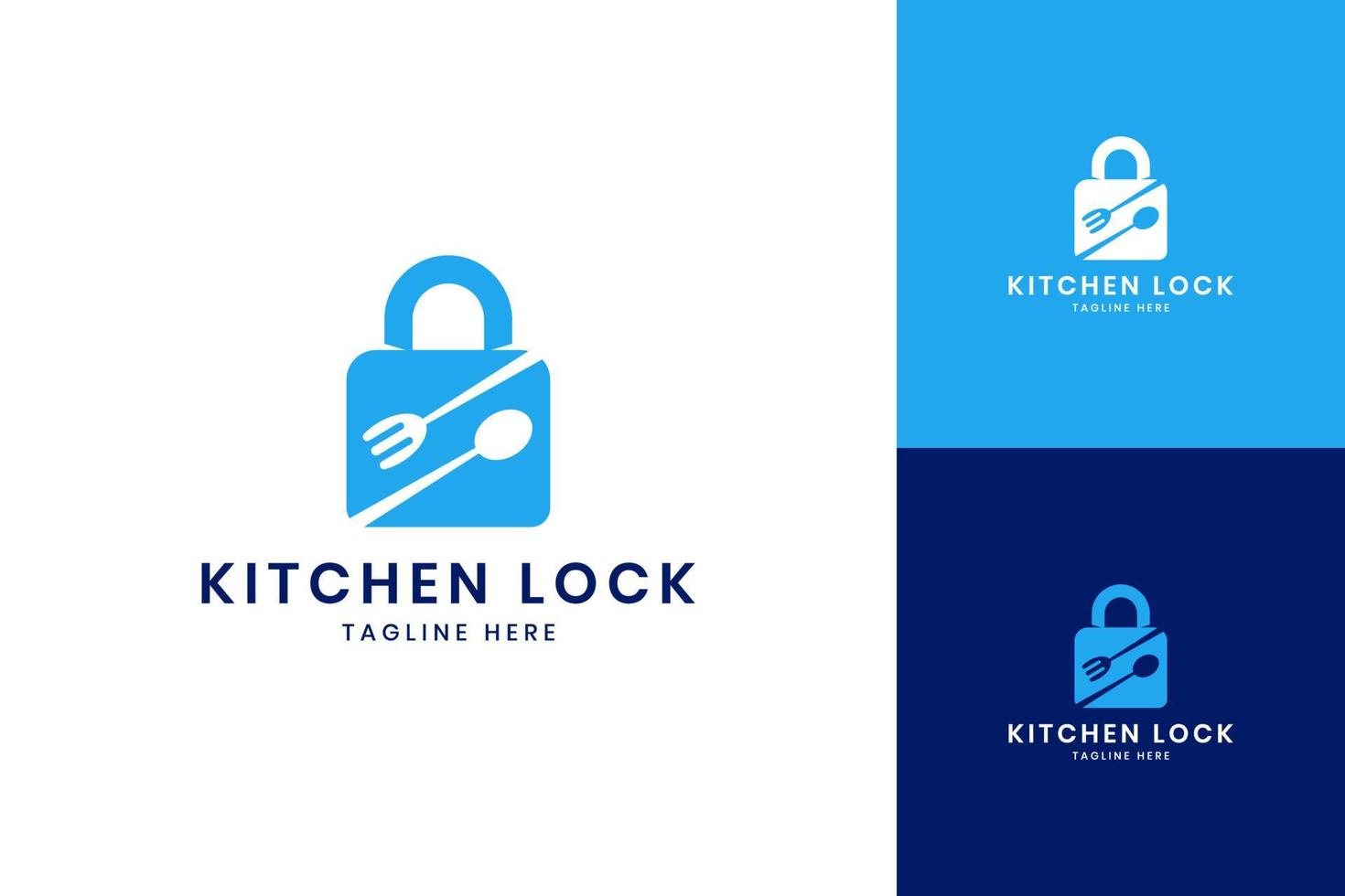 kitchen lock negative space logo design vector