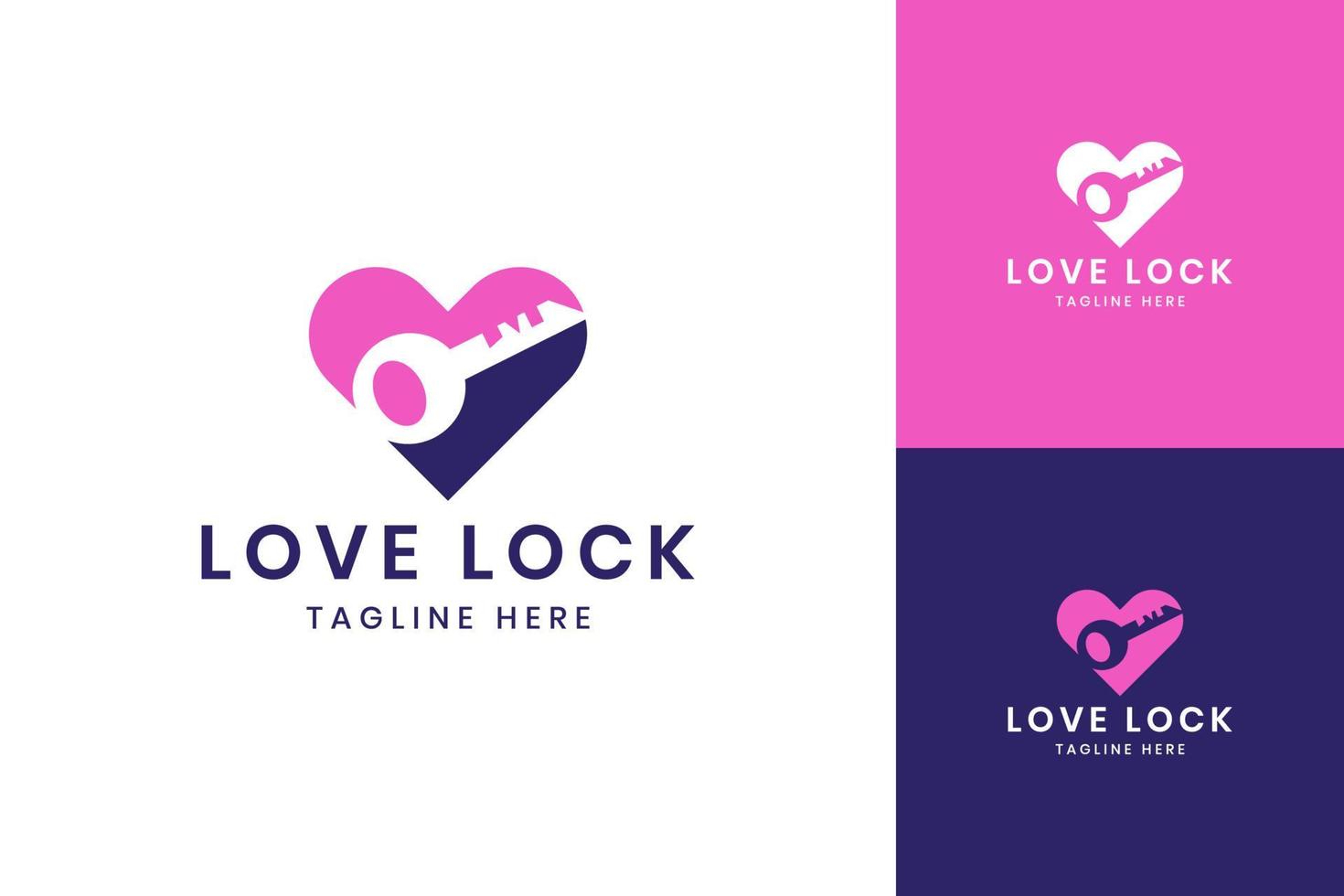 love lock negative space logo design vector