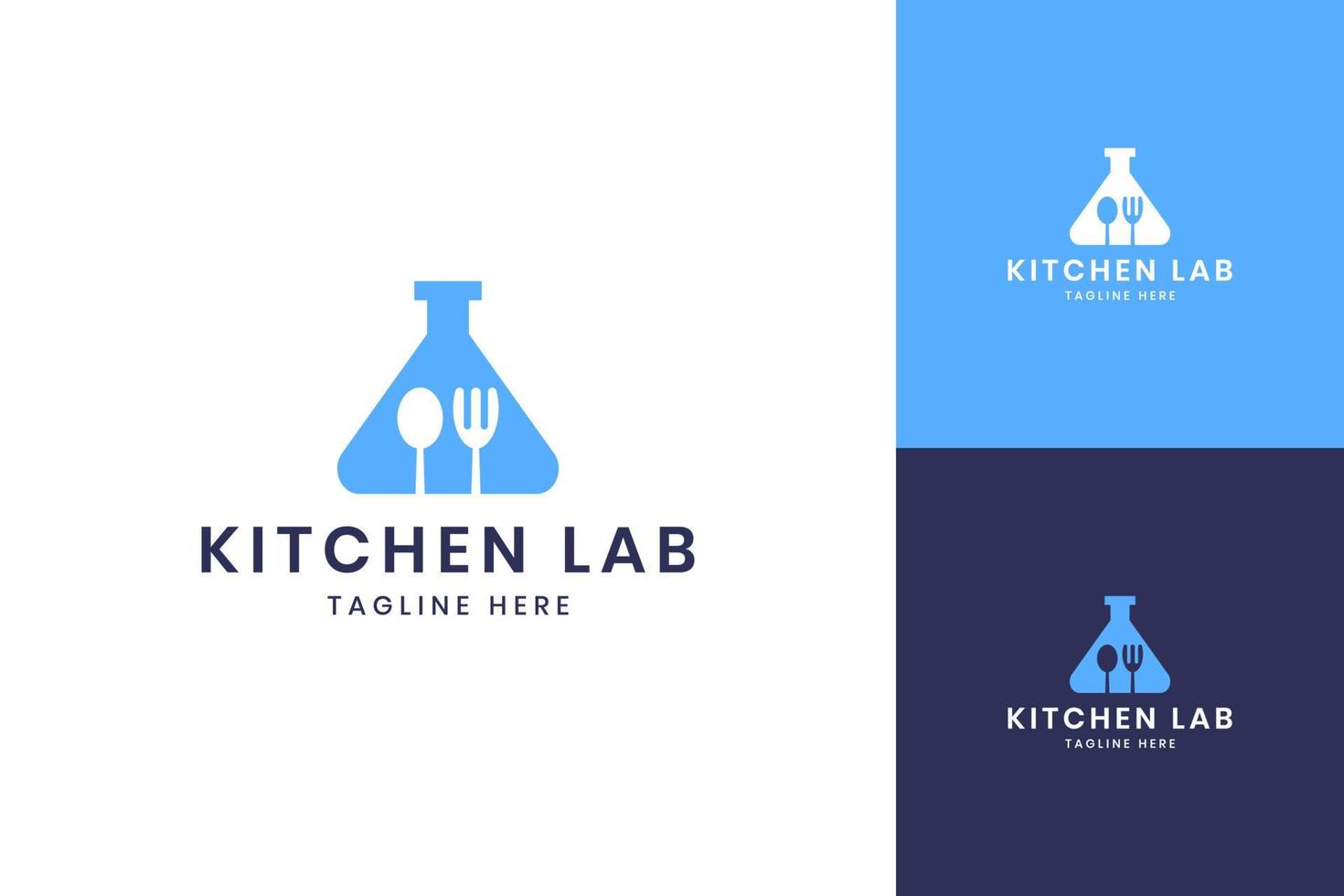 diseño de logotipo de espacio negativo de laboratorio de cocina vector