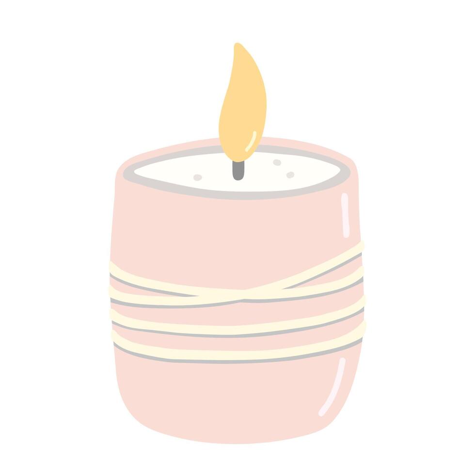 Burning aroma candle in a jar isolated on white background vector