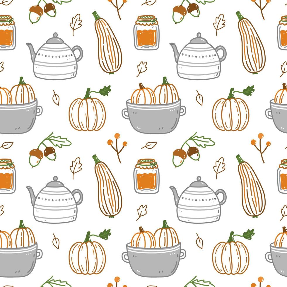 Cute seamless pattern with autumn elements vector