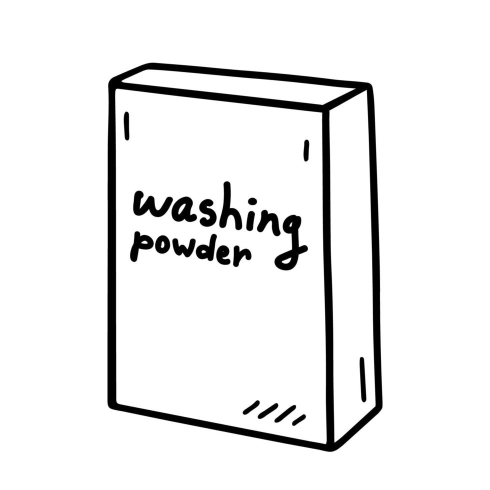 Laundry detergent box isolated on white background in doodle style vector