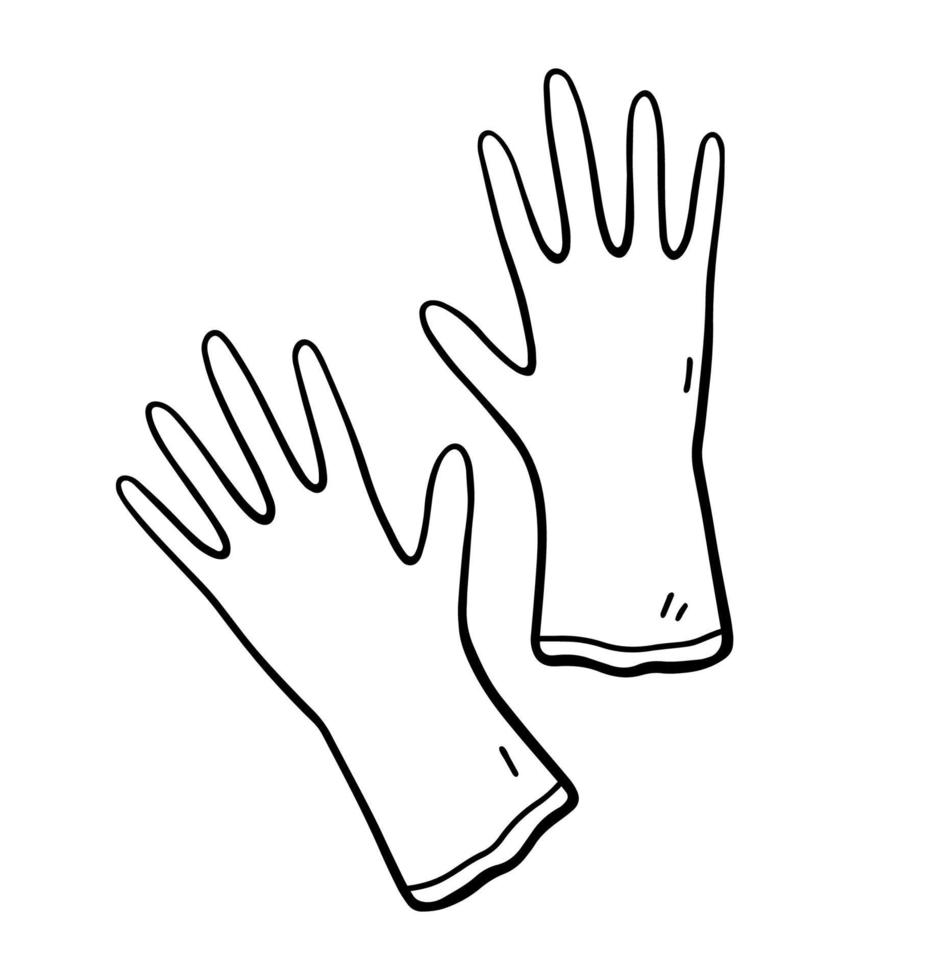 Guantes de goma para limpiar aislado sobre fondo blanco. vector