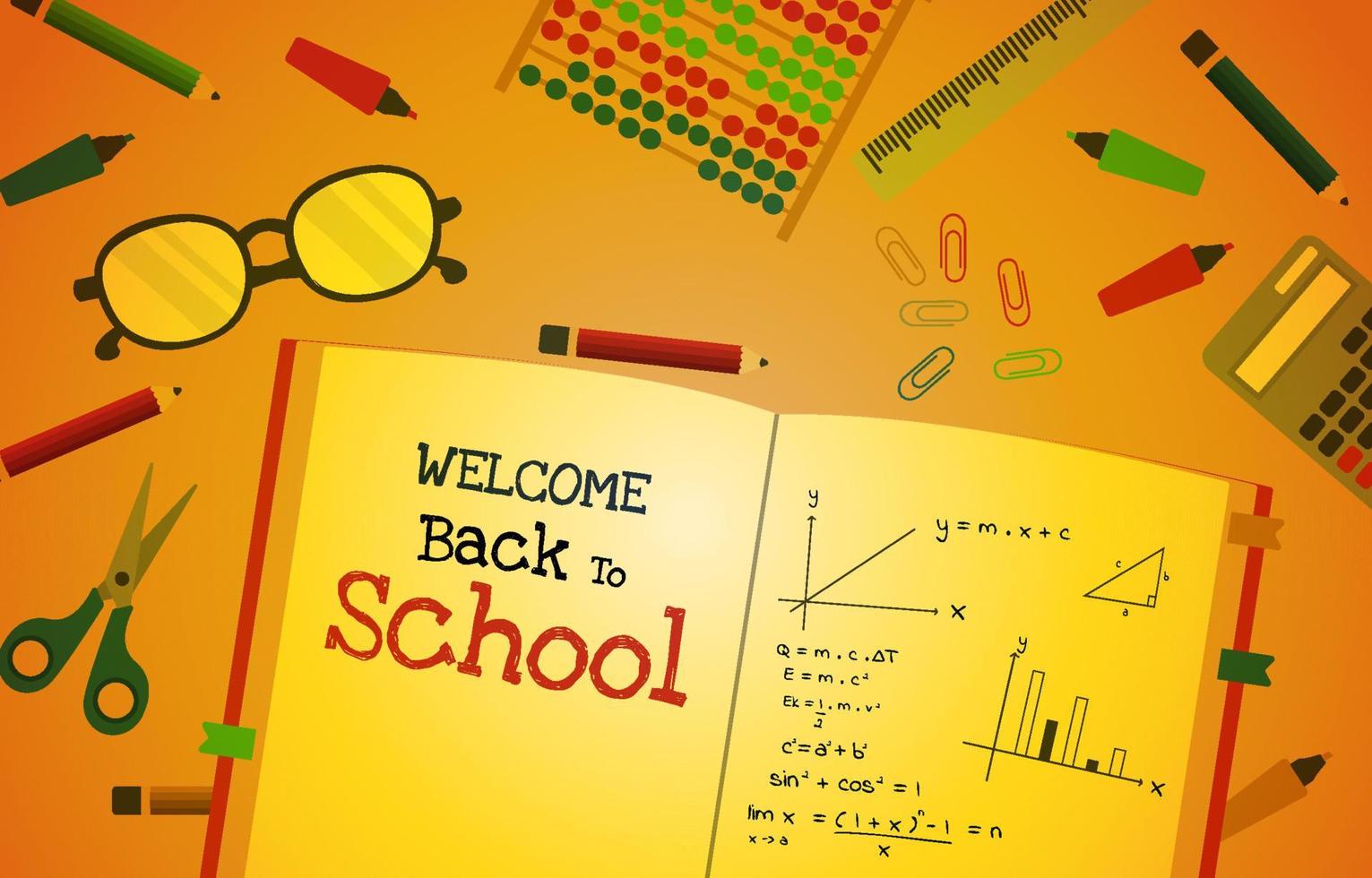 Welcome Back To School Book Study Education Concept Vector Background