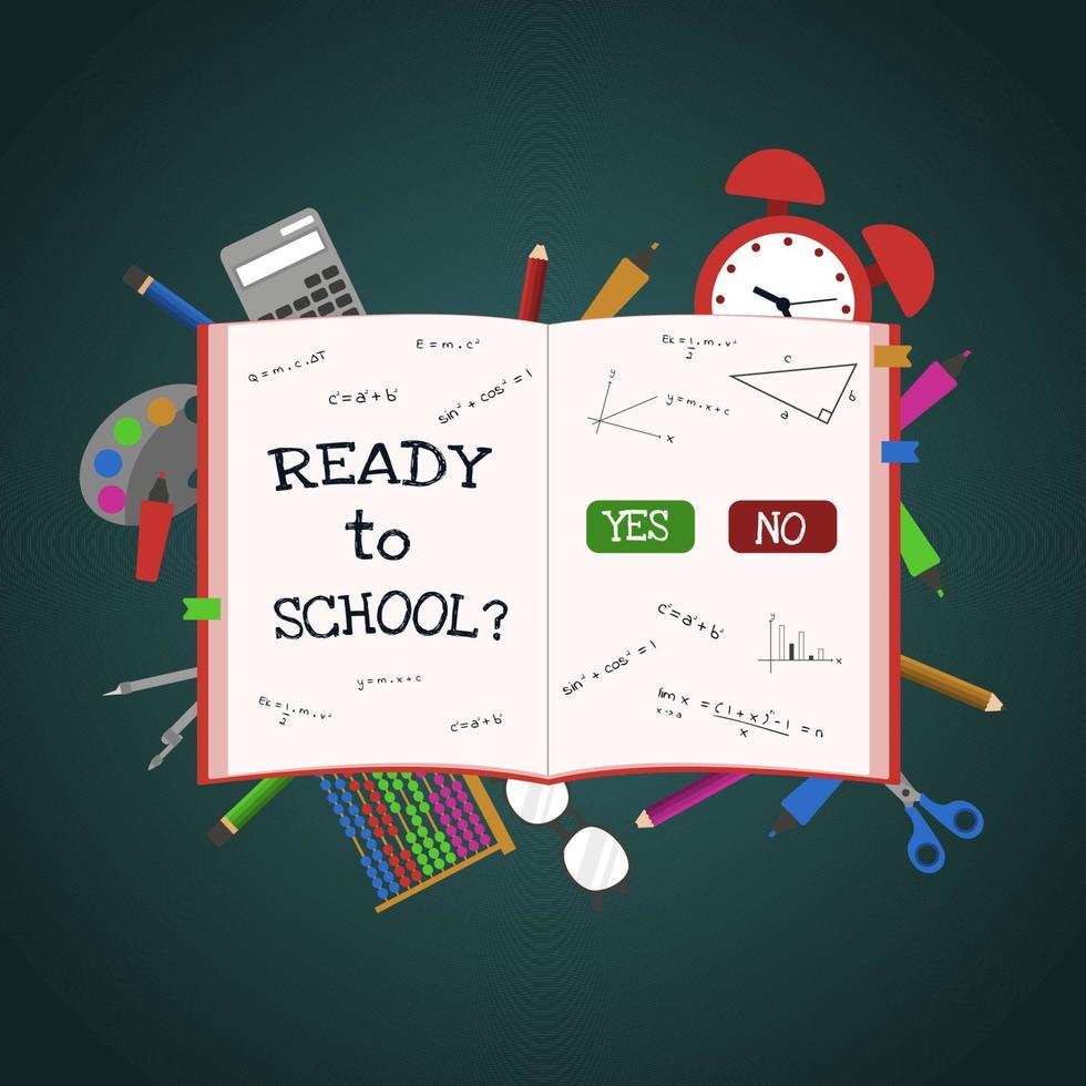 Ready To School Book Study Education Concept Vector Background