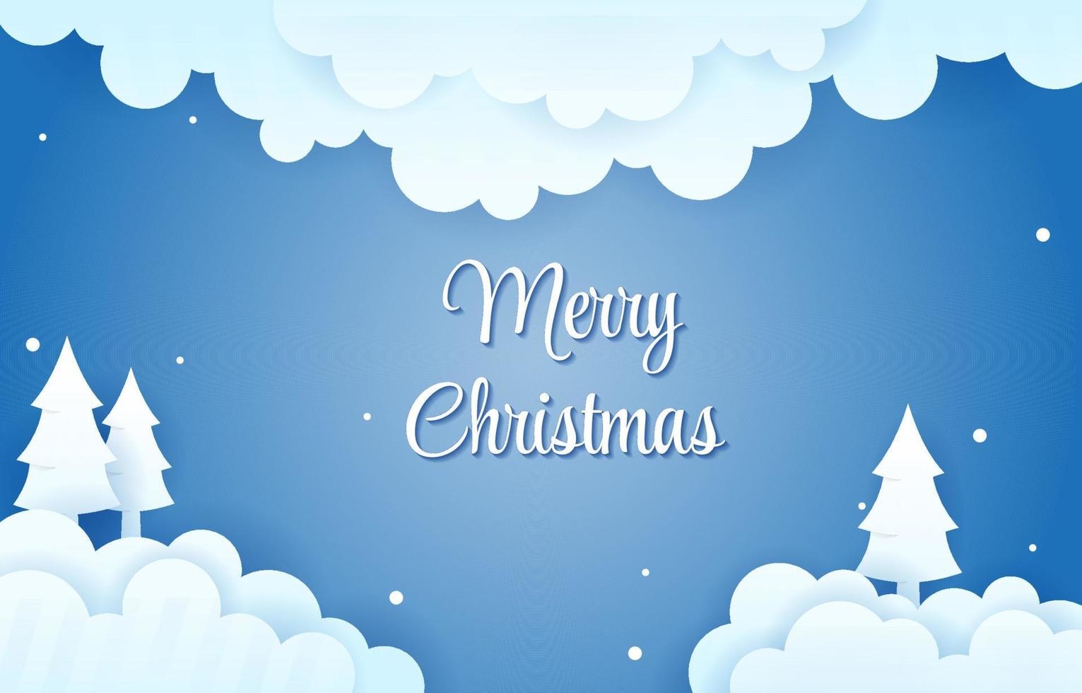 Cloud Sky Snow Winter Christmas Papercut Paper Cut Style Illustration vector