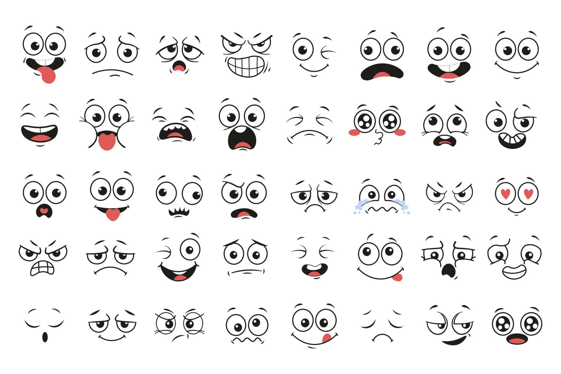 Cartoon face expressions, vector