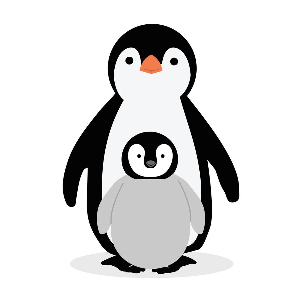Cute Penguin with chick cartoon vector