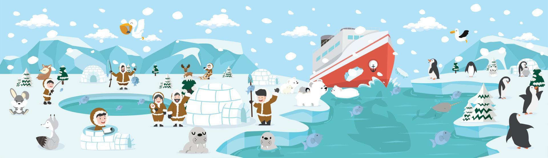 north pole arctic Landscape Scene vector