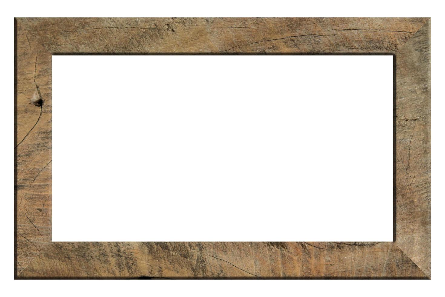 Old wooden frame on white background photo
