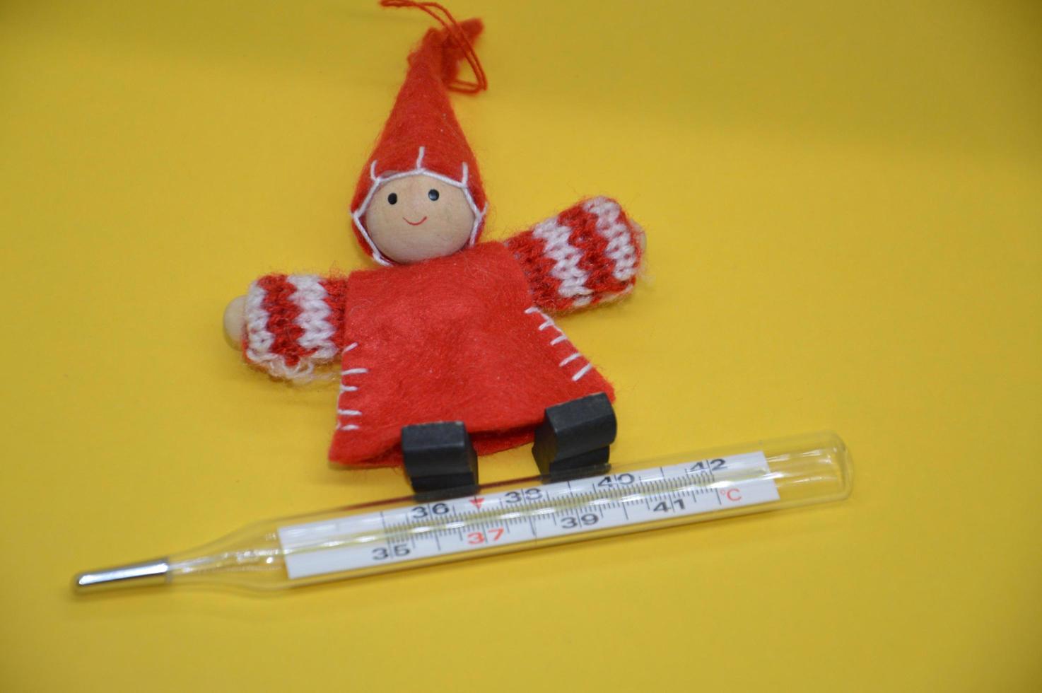 Measurement of body temperature for children with illness photo