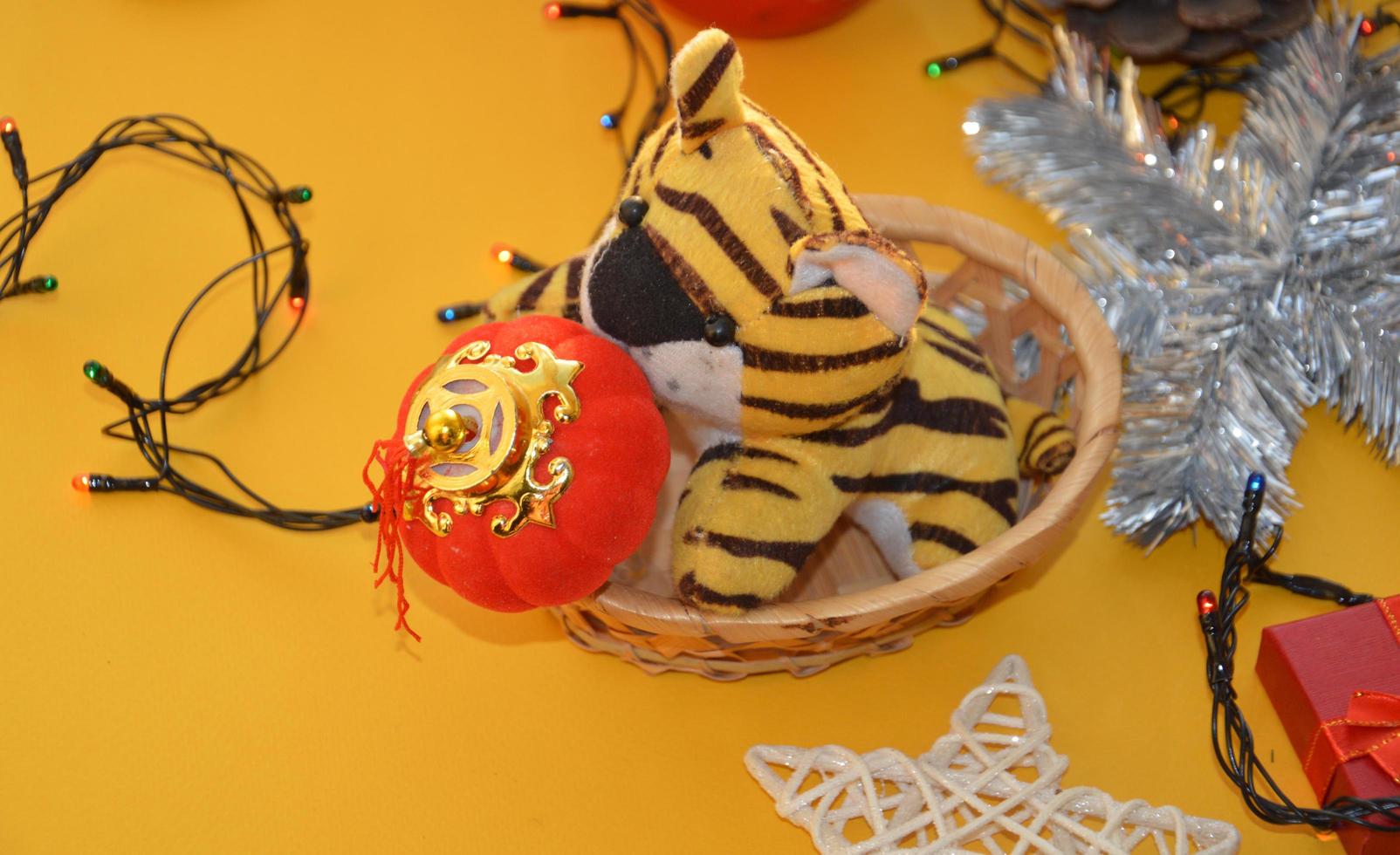 Composition of new year and christmas toys photo