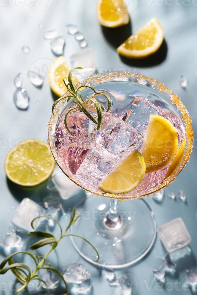 Colorful cocktails on the bar table in restaurant. photo