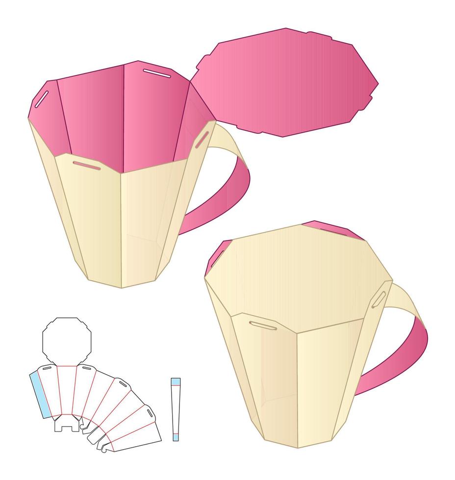 Box packaging die cut template design. 3d mock-up vector