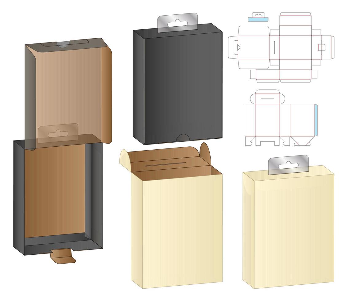 diseño de plantilla troquelada de embalaje de caja. Maqueta 3d vector