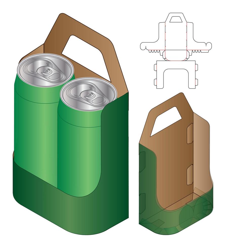 diseño de plantilla troquelada de embalaje de caja. Maqueta 3d vector