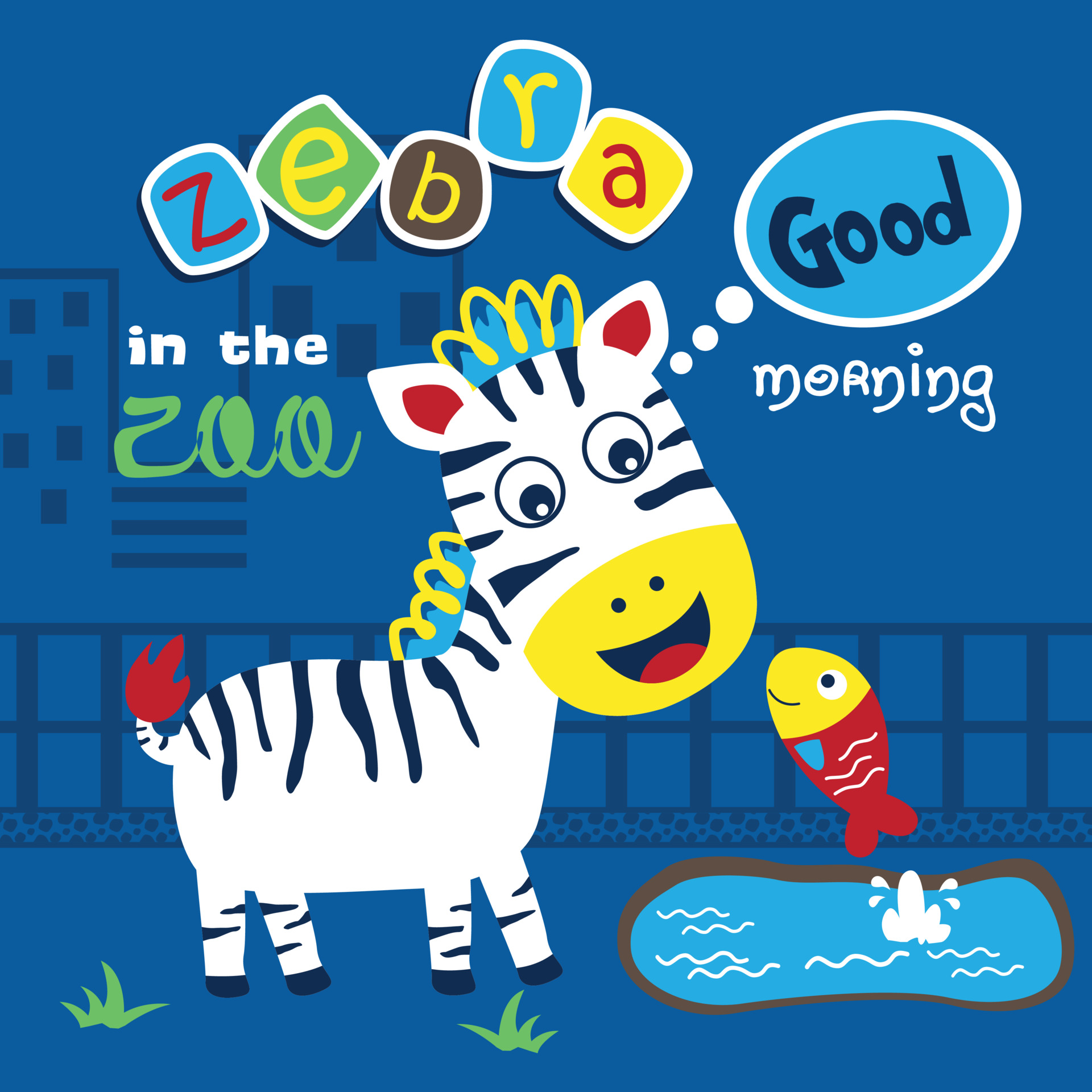 zebra and fish in the zoo funny cartoon 3499518 Vector Art at Vecteezy zebra and fish in the zoo funny cartoon 3499518 Vector Art at Vecteezy