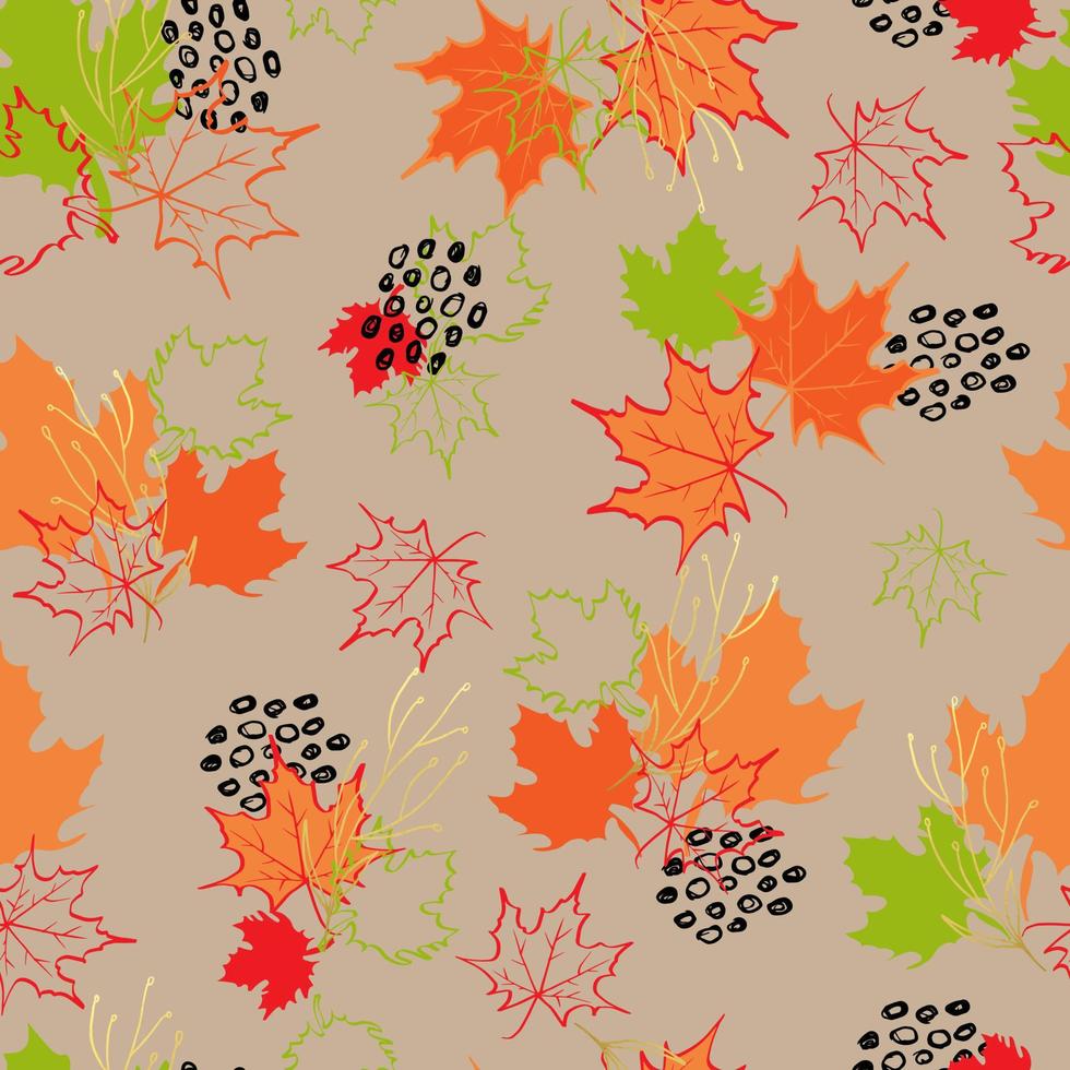 autumn leaves vector seamless pattern. background for fabrics, prints, packaging and postcards