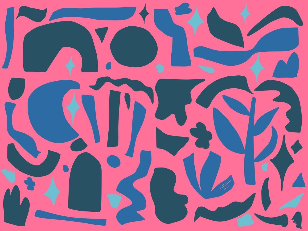 Abstract doodle shapes. Contemporary hand drawn geometric objects trendy design, scribble mega set boho style. Vector illustration.
