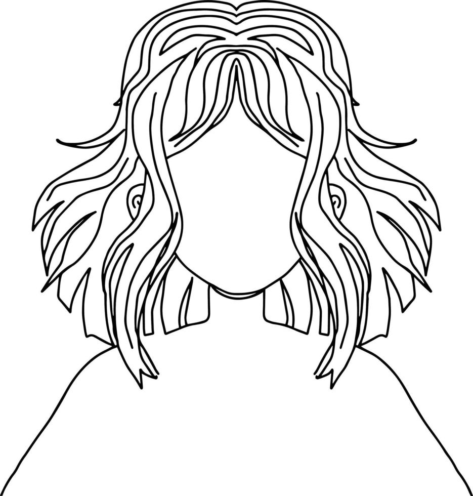 vector young girl with short wavy hair bob silhouette