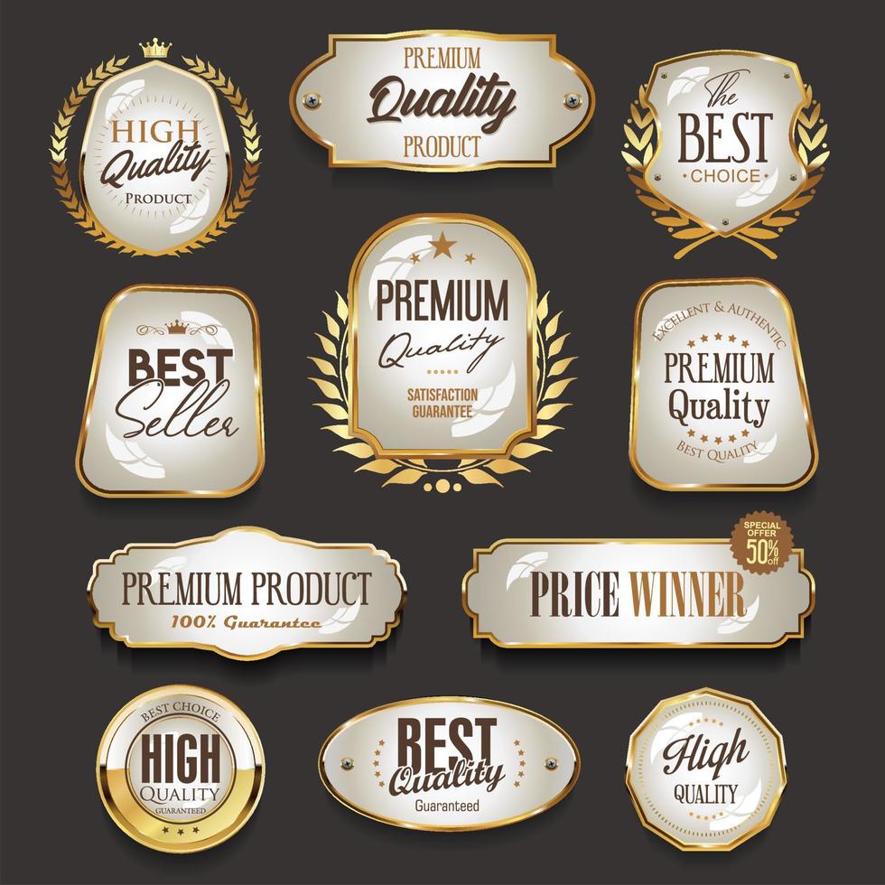 Retro vintage golden labels and badges collection vector