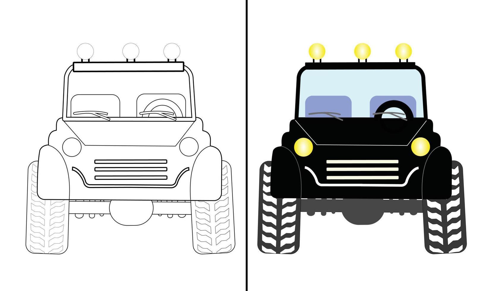 Off road, suv car sketch coloring page vector