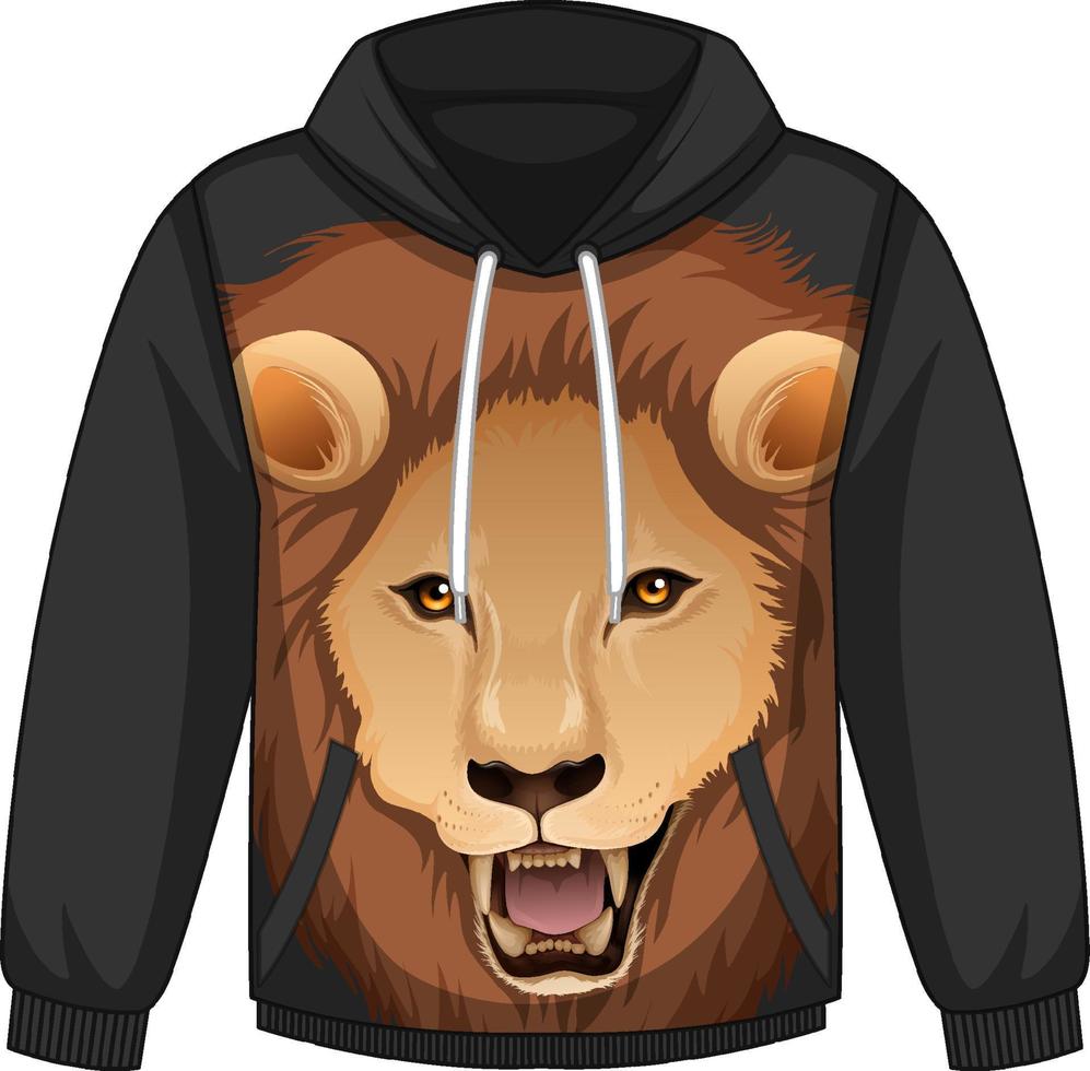 Front of hoodie sweater with lion pattern vector