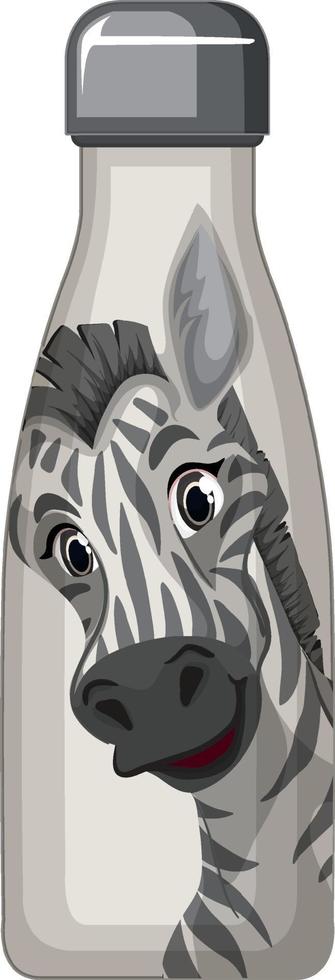 A white thermos bottle with zebra pattern vector