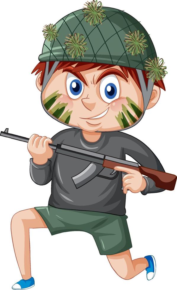 A boy in soldier costume cartoon character vector