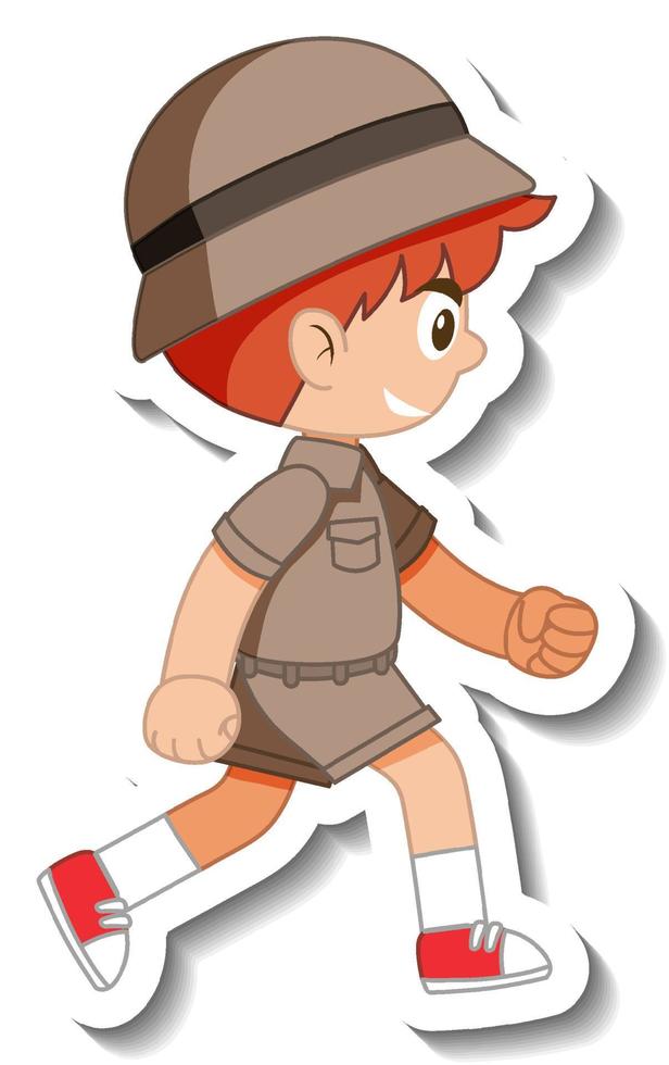 Little boy scout cartoon character sticker vector