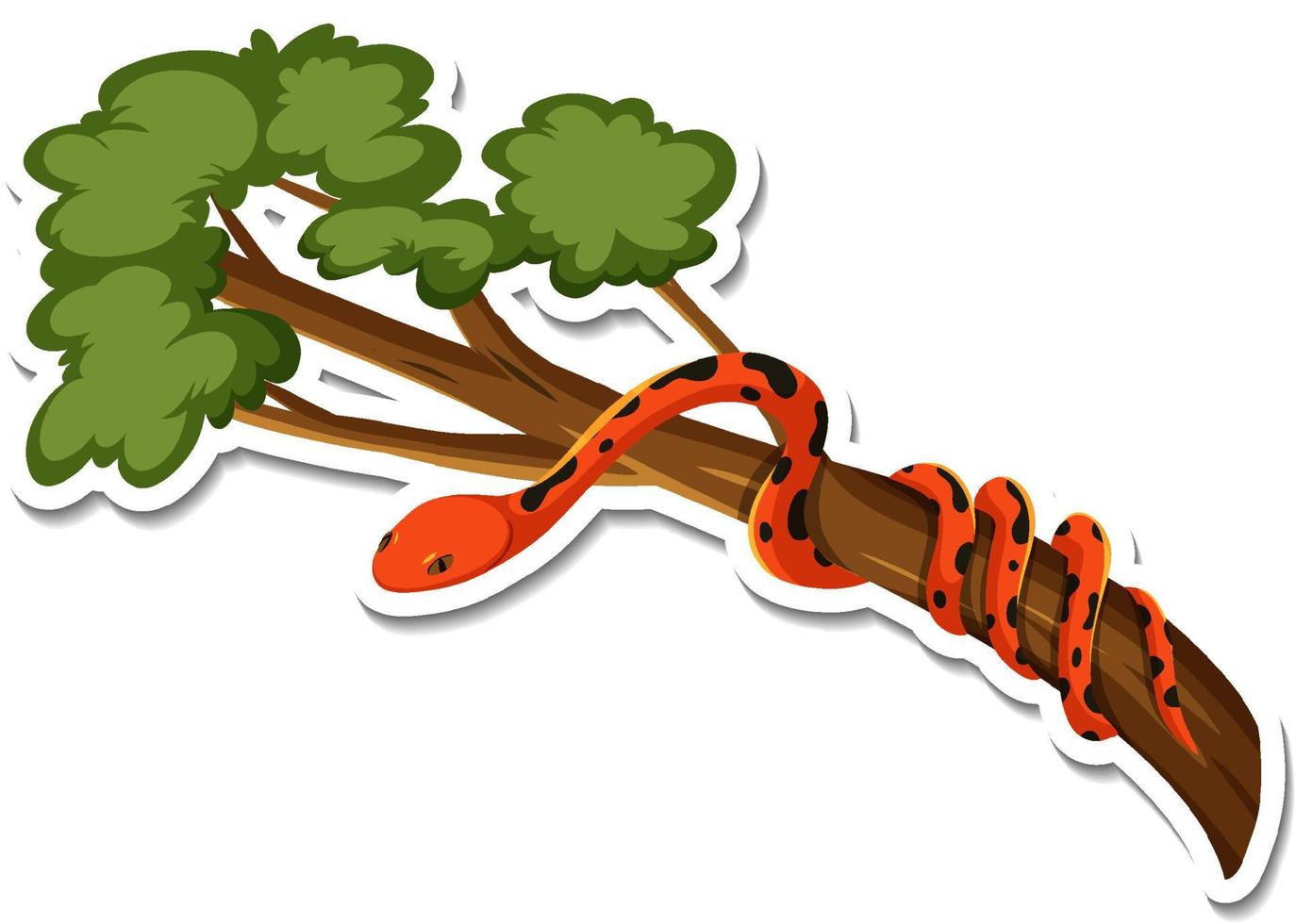 A sticker template of snake cartoon character vector